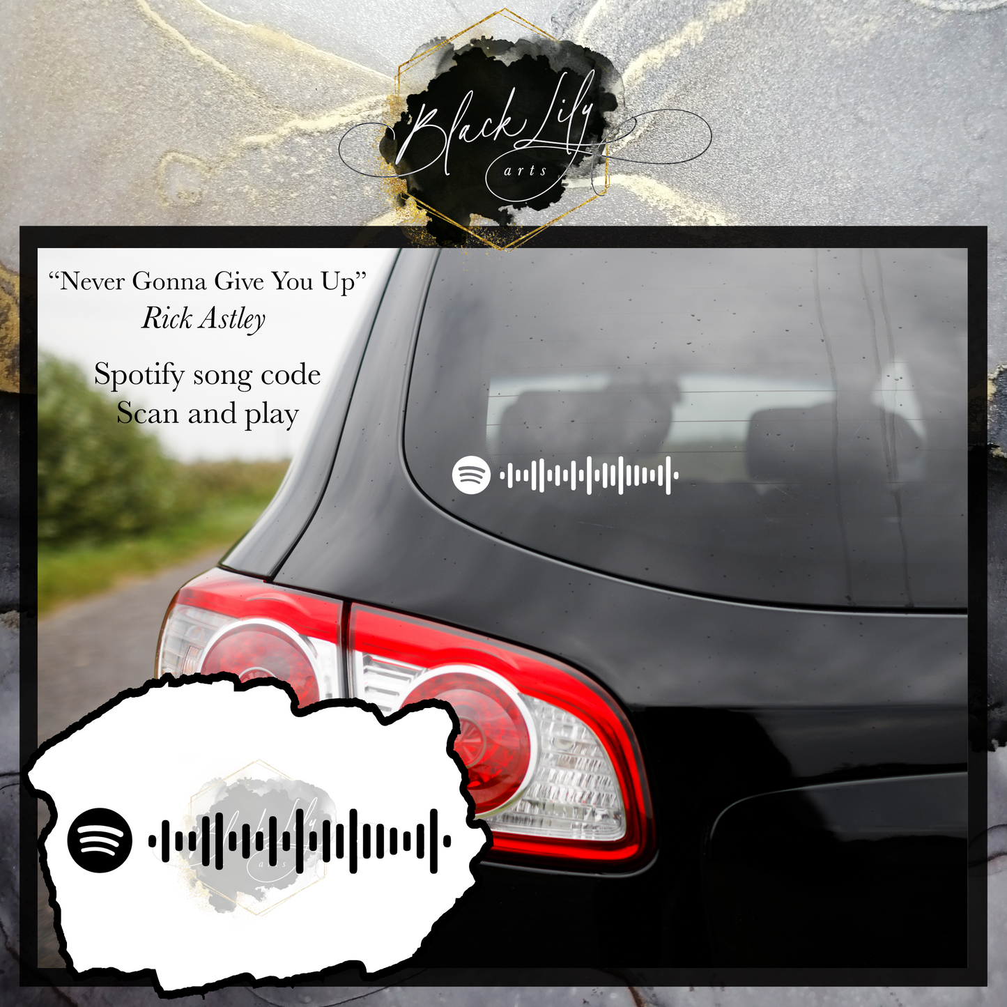 Vinyl Decal - "Never Gonna Give You Up" - Rick Astley Spotify Code - Weatherproof