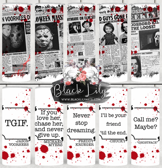 Tumblers - FULL SET - Newspaper Horror