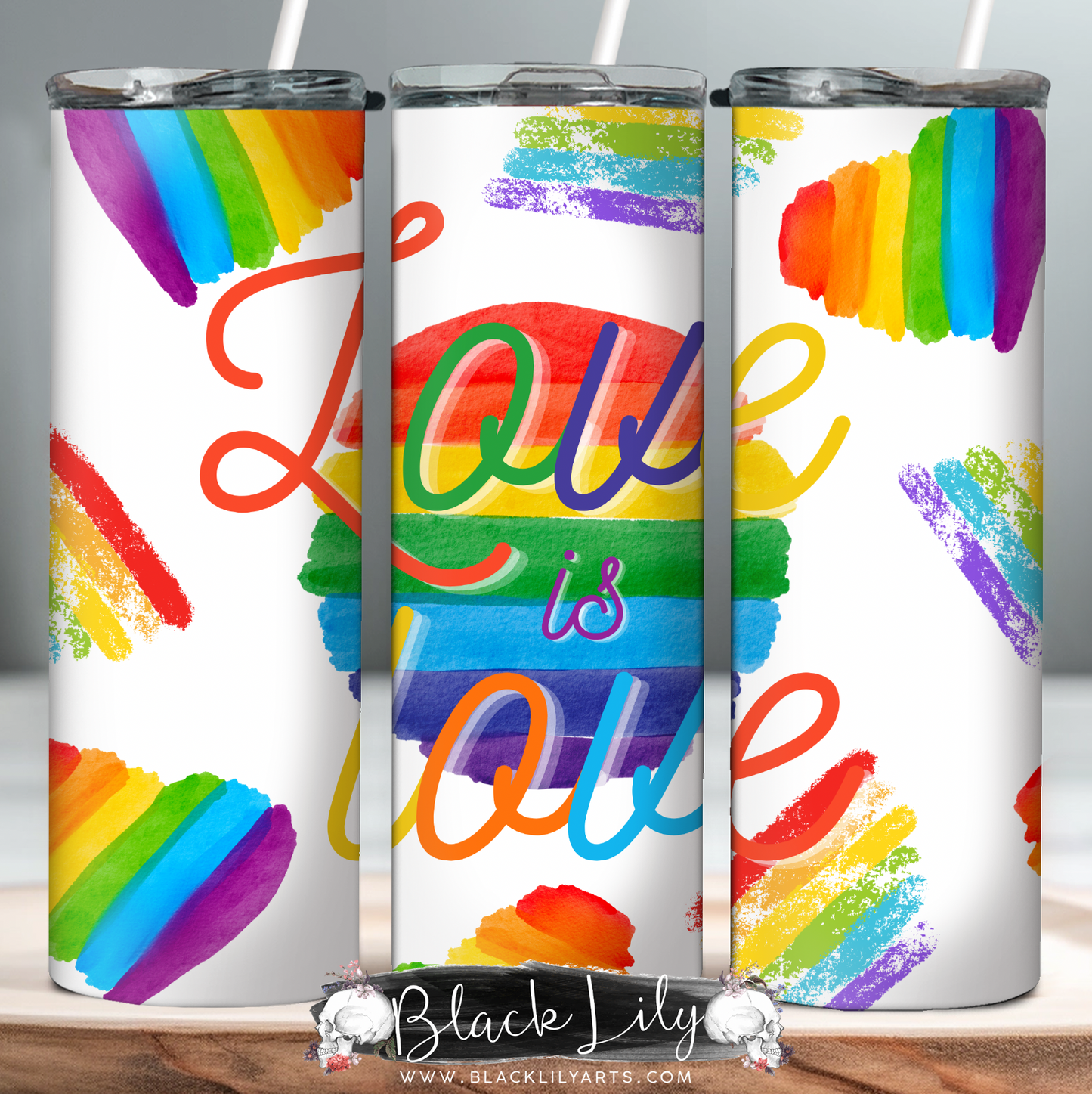 Tumbler - Love Is Rainbow Hearts