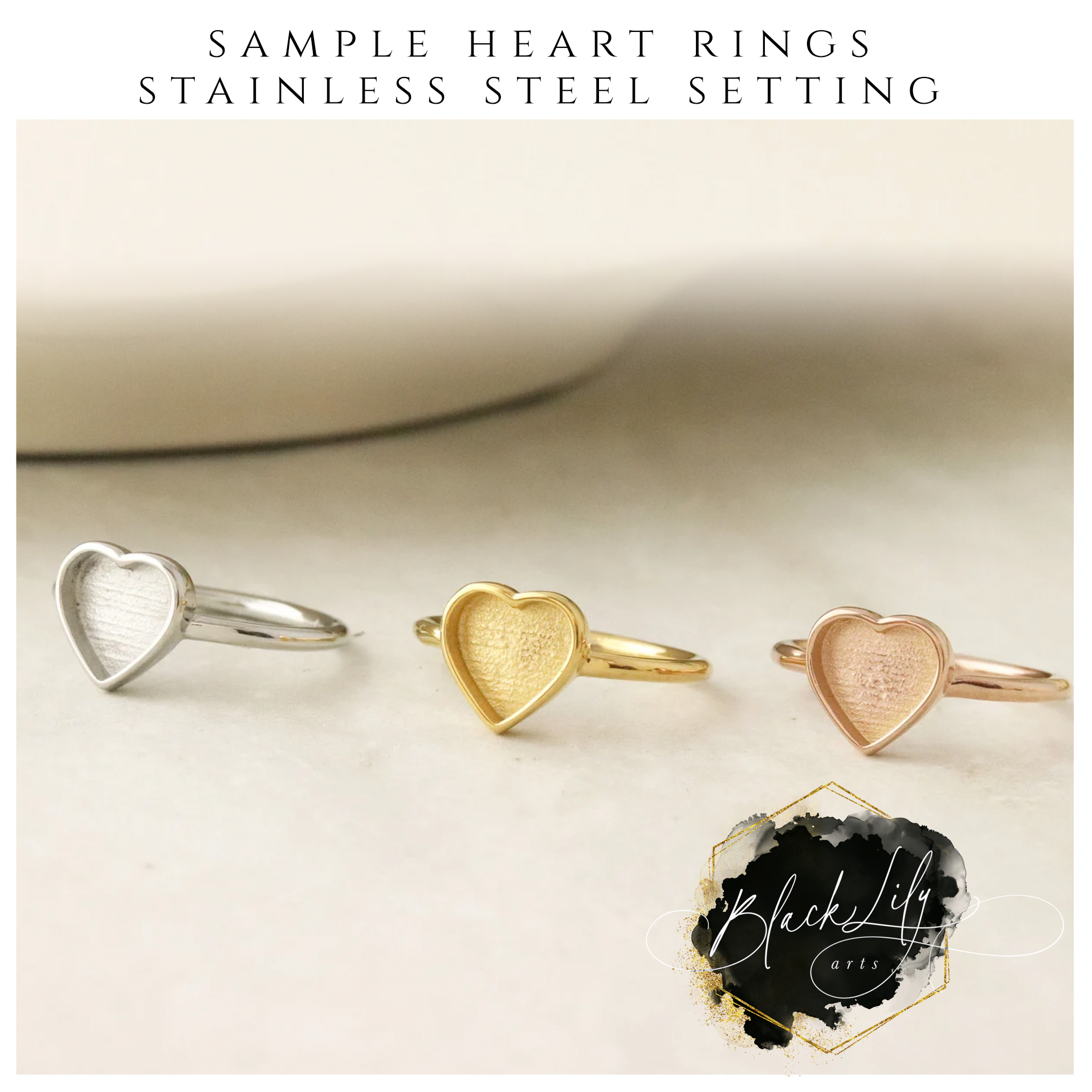 Keepsake Ring - Heart - Silver, Gold, Rose Gold - Stainless Steel – Black  Lily Arts