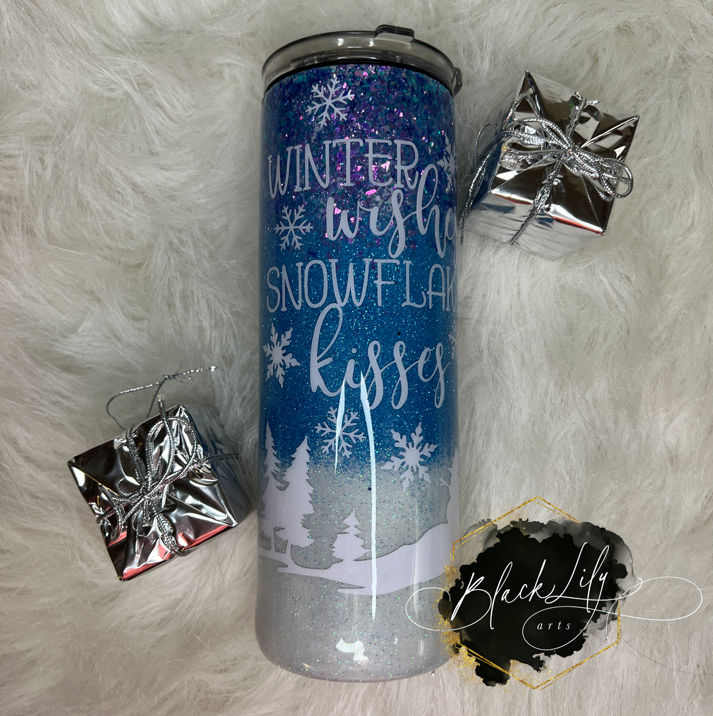 Tumbler - Winter Wishes, Snowflake Kisses