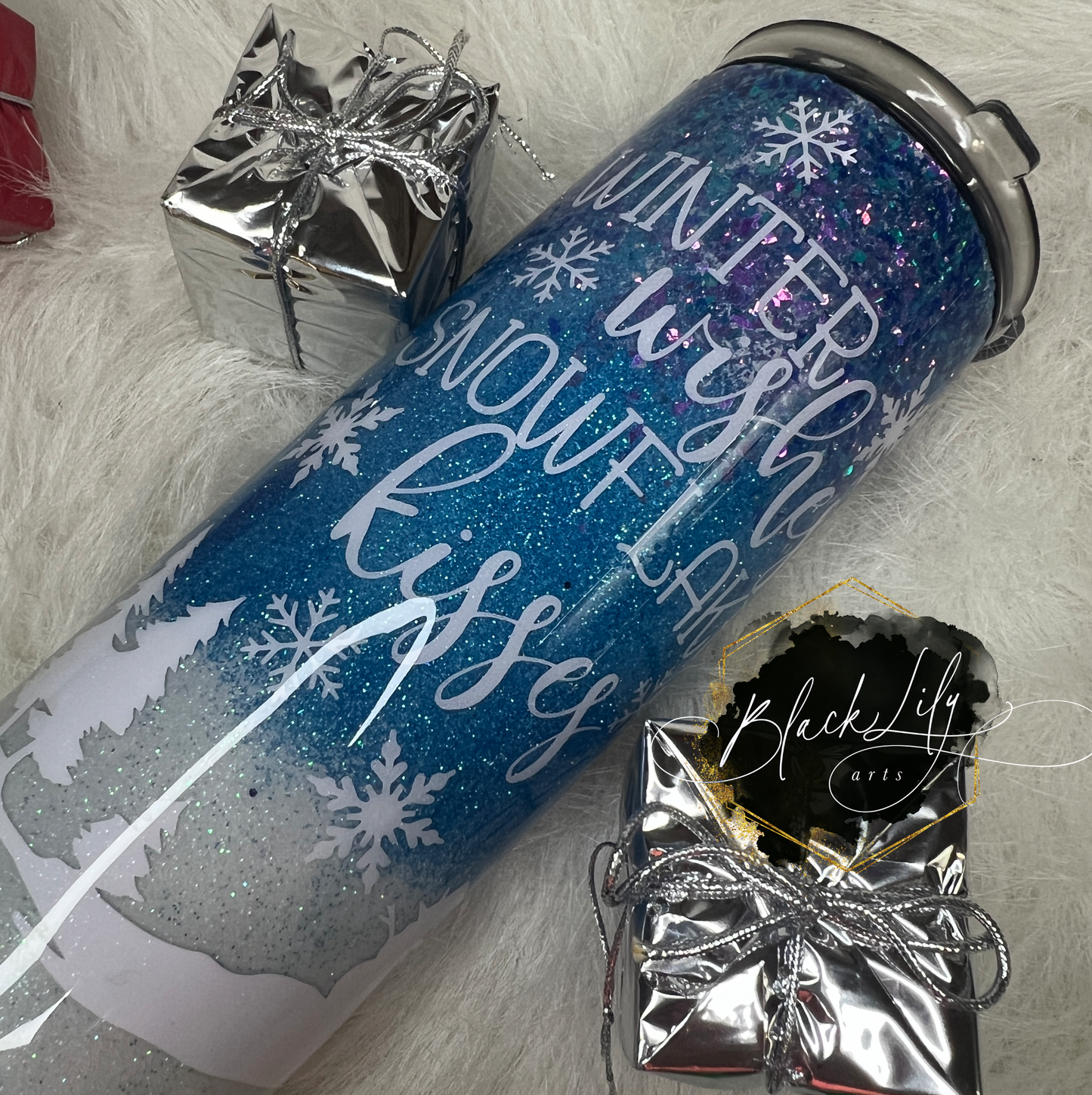 Tumbler - Winter Wishes, Snowflake Kisses