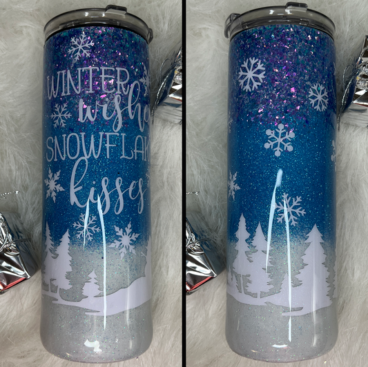 Tumbler - Winter Wishes, Snowflake Kisses